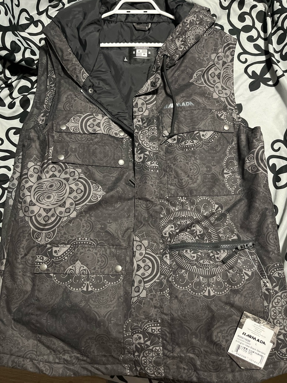 Armada Men's Gray Printed Hooded Vest